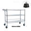 Chariot utilitaire roulant robuste, chariots roulants à 3 niveaux avec roues, avec guidon et tablettes, chariot de rangement 36 po x 18 po x 32 po pour la cuisine, le restaurant, la présentation des plantes, chrome