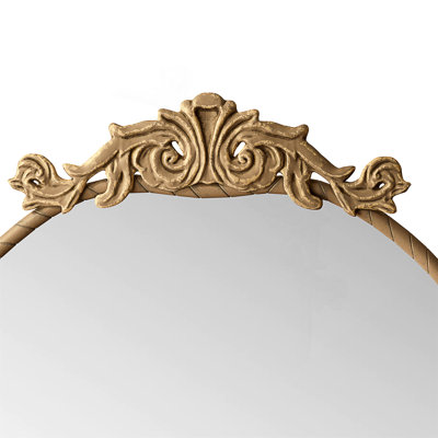 58"X24" Arched Full Body Mirror With Vintage Ornate Carved Applique On Top, Hanging Wall Mounted Mirror, For Living Room Bedroom Retro Home Decor Mirror