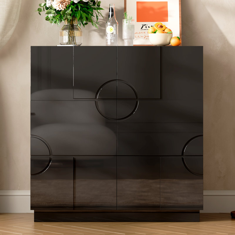 2 - Door Rectangle Accent Cabinet, Black