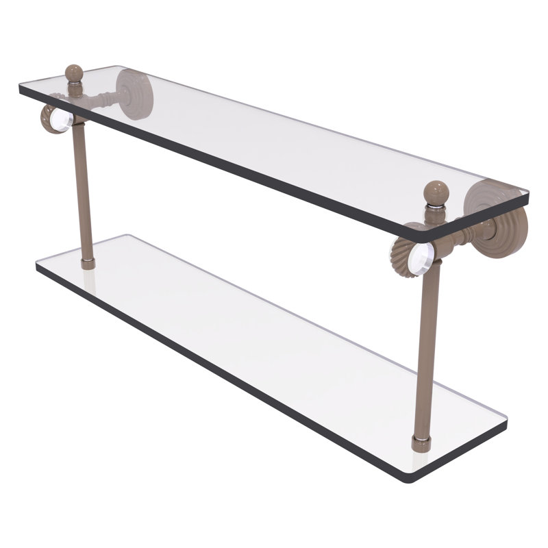 Pacific Grove Collection Inch Two Tiered Glass Shelf with Twisted Accents PG, H 9,3 po x l 22 po x P 5,125 po, Beige ombré