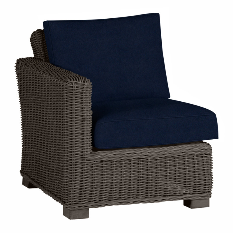 Canapé modulaire rustique tissé à gauche - Noyer noir, Welt, Noyer noir, Velours indigo