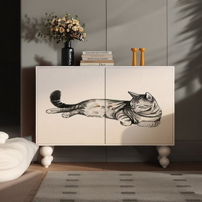 Two-door simple animal print accent cabinet