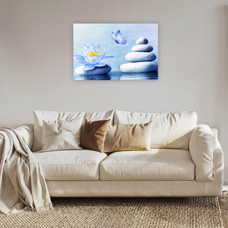 «Water Lily Butterfly», art mural en bois à l'arrière, X 36 x 24 po