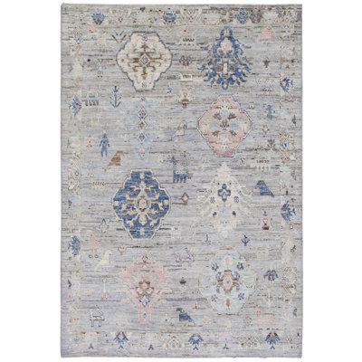 One-of-a-Kind 6'1" X 9' New Age Wool Area Rug in Gray