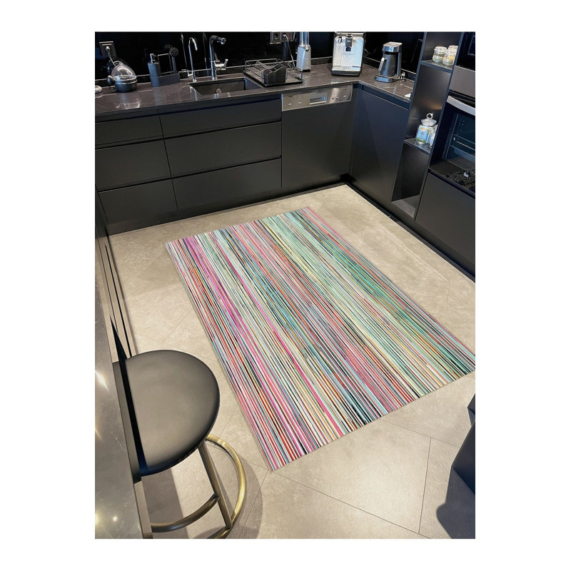 Tapis multicolore à rayures tissées, Sous-tapis rectangulaire 3 pi 11 po x 5 pi 11 po i