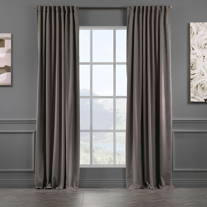 Blackout Thermal with Liner Extra Long & Extra Wide Decorative Curtain Single Panel, 140cm Width x 500cm Drop, Grey