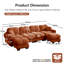 Ensemble de canapé modulaire surdimensionné en chenille avec coussins et 2 repose-pieds, orange terre cuite-1775610280-1775610326