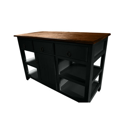 Rustic 60" Solid Wood Kitchen island by Rosalind Wheeler