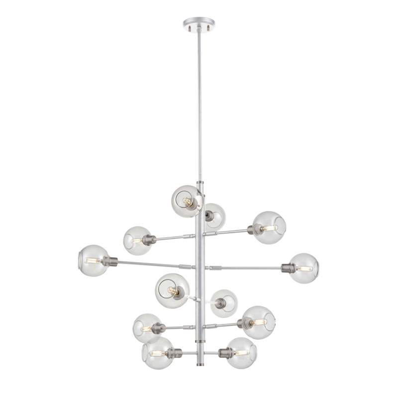 Lustre à niveaux 12 lumières unique Tavera, Chrome