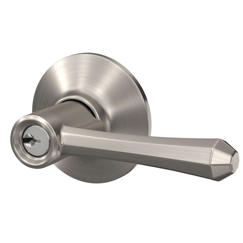Dempsey Keyed Entry Lever with Plymouth Trim, Satin Nickel, Yes, Keyed Alike