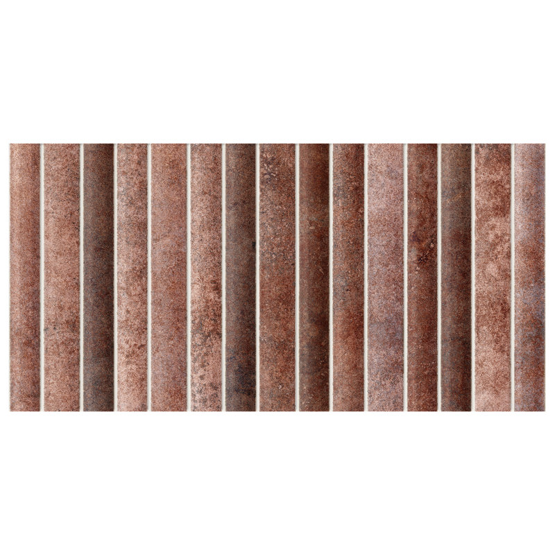Rubik 5.88" x 11.75" Ceramic Patterned Tile, Red