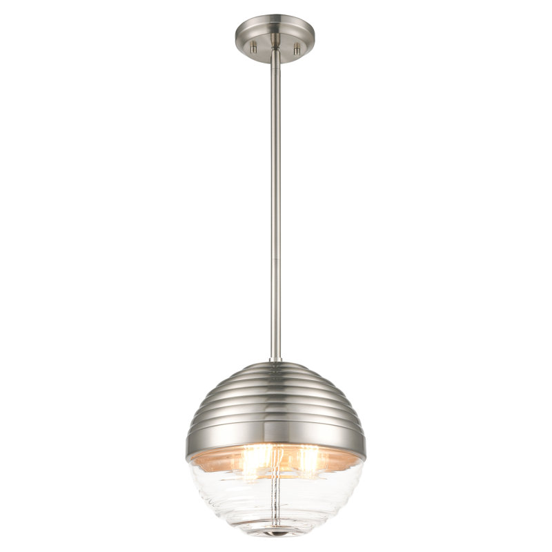Luminaire suspendu 1 lumière Higgston, Nickel satiné