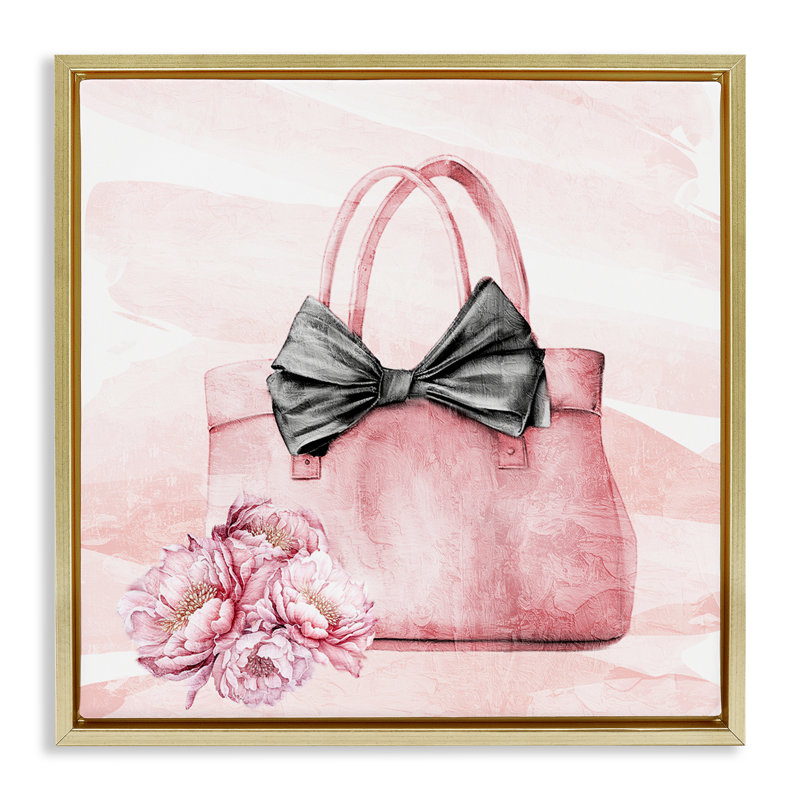 Cadre flottant Blush Glam Time Bag, design par Kim Allen, H 25 po x l 25 po, Cadre flottant métallique doré
