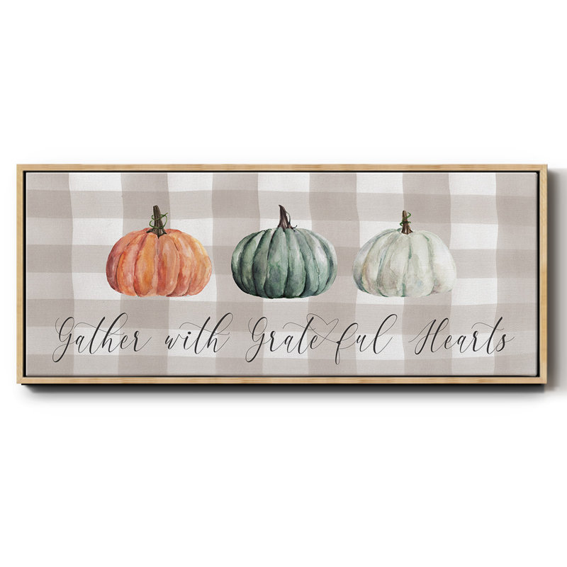 «Gather With Grateful Hearts», toile encadrée, H 20 po x l 50 po