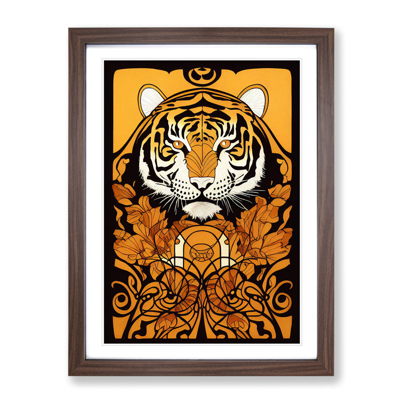 Tiger Nouveau - Framed Print, Walnut Framed, 64cm H x 46cm W x 2cm D