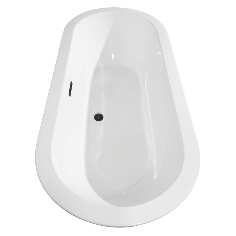 Soho 68 Inch White Acrylic Freestanding Bathtub with Matte Black Trim