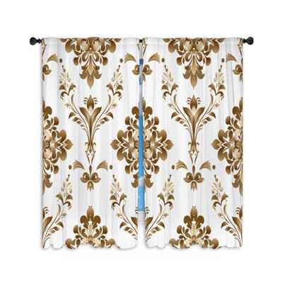 11951_Floral Damask Window Rideaux Art visuel Elegant Florals Drapes - 2 Panels