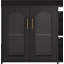 Armoire de rangement, armoire en bois avec tablettes réglables, portes en verre et poignées en métal-122728663