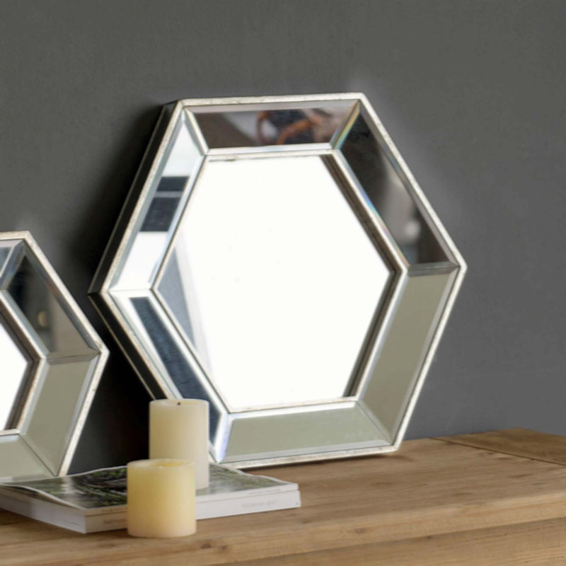 Glass Hexagon Mirror, 18.1'' H x 18.1'' W