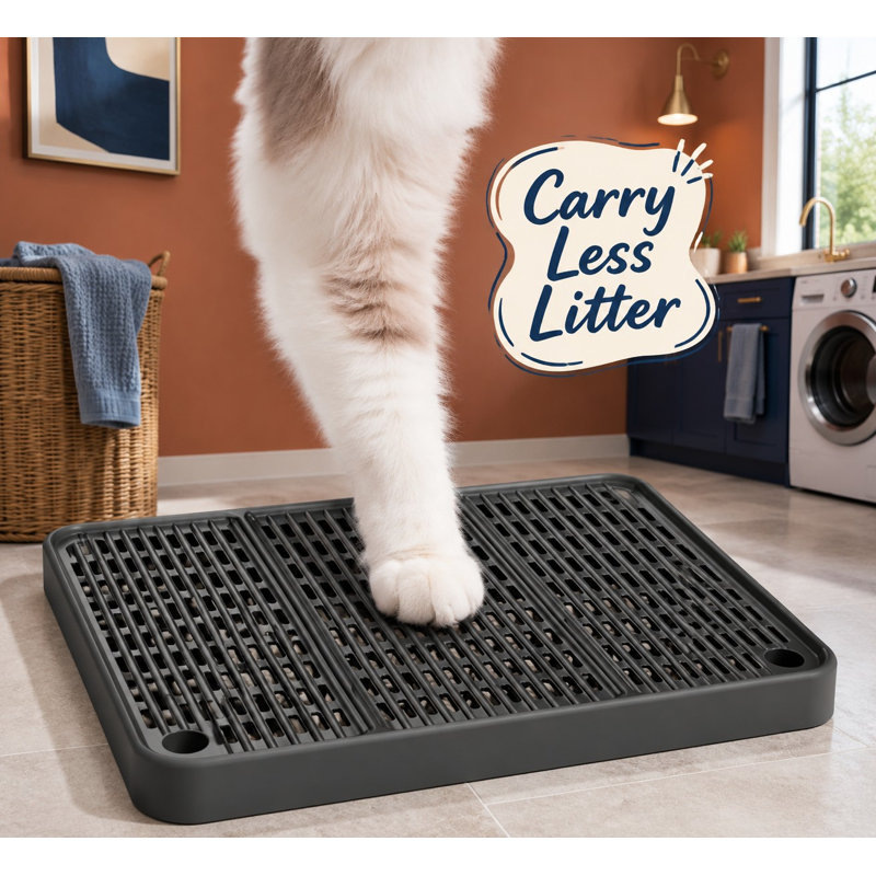 Help kittens and elderly cats access the litter box with this large 16 x 11 in litter box step and ramp; the double-layer litter catcher mat provides anti-tracking performance and easy cleaning.