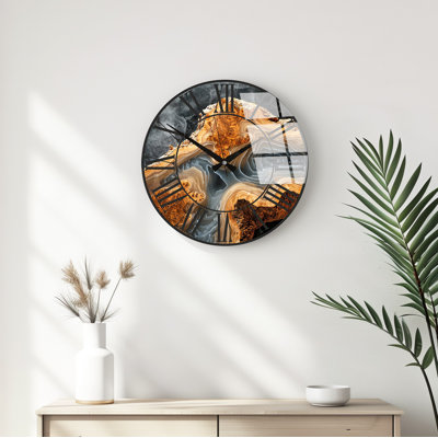Horloge murale élégante en verre, 15,7 pouces de diamètre | 100% verre avec une épaisseur de 0,16 pouce | Design moderne pour le salon, le bureau et la décoration intérieure | Horloge élégante pour tout mur
