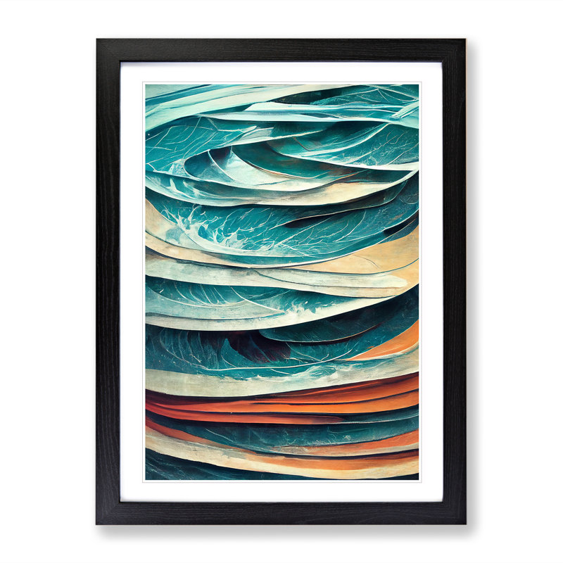 Beach Ocean Wave Abstract No.2 - Single Picture Frame Print, Black Framed, 64cm H x 46cm W x 2cm D