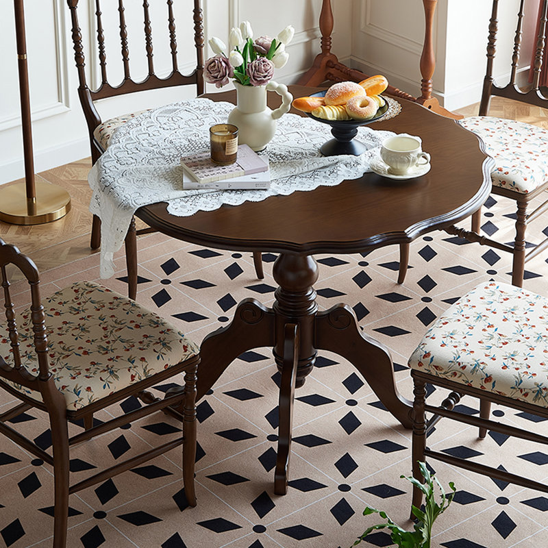 French retro solid wood dining table