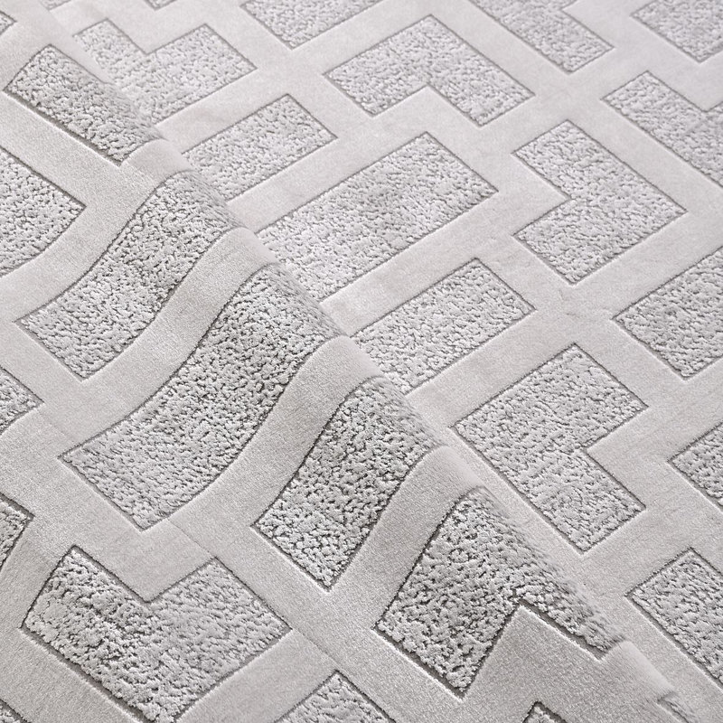 Tapis gris moderne lavable à la machine, Rectangle 4 pi x 6 pi 6 po