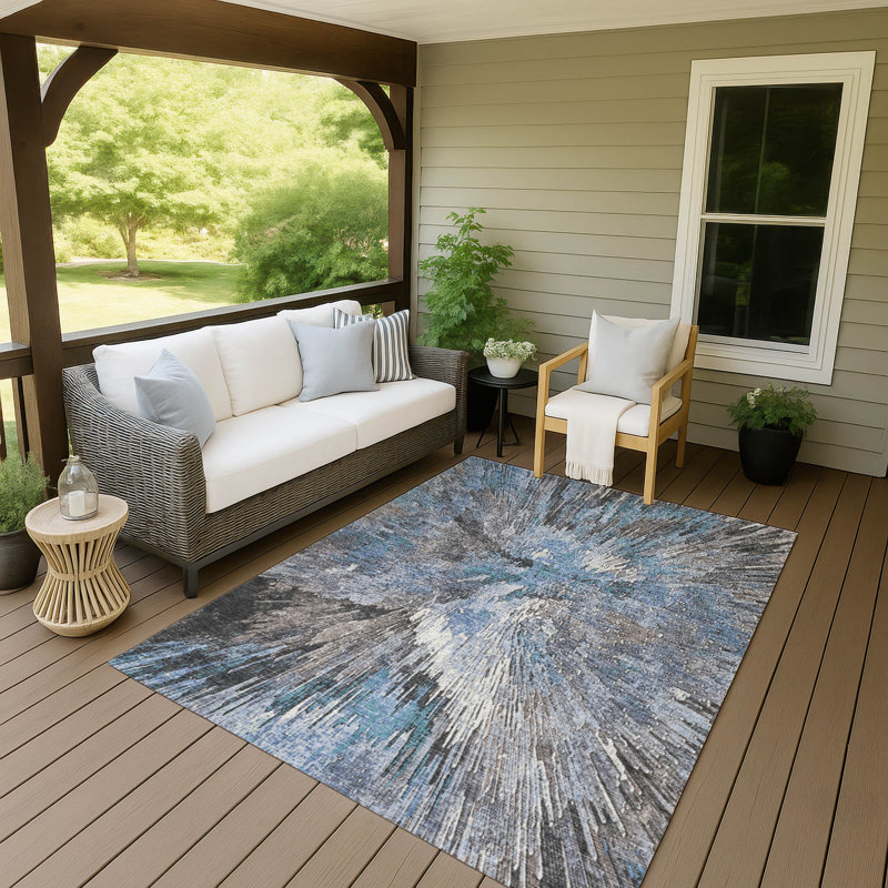 Machine Washable Indoor/Outdoor Pablo ACN2283 Abstract Rug, Rectangle 10' x 14'