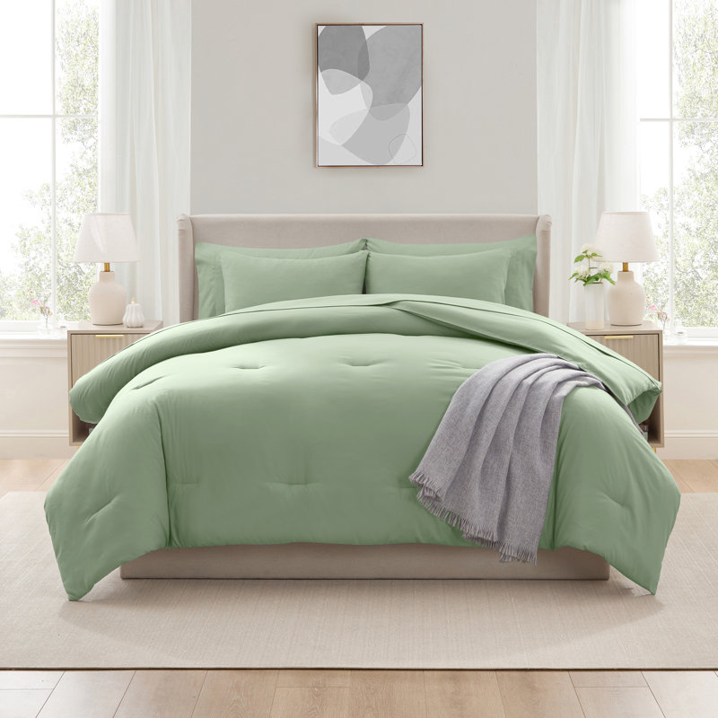 Soft Microfiber 7 Piece Comforter Set with Sheets, Full / Double Comforter + 6 Additional Pieces, Sage Green