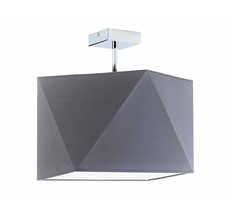 Demarian Fabric Semi Flush Mount, Grey, Silver