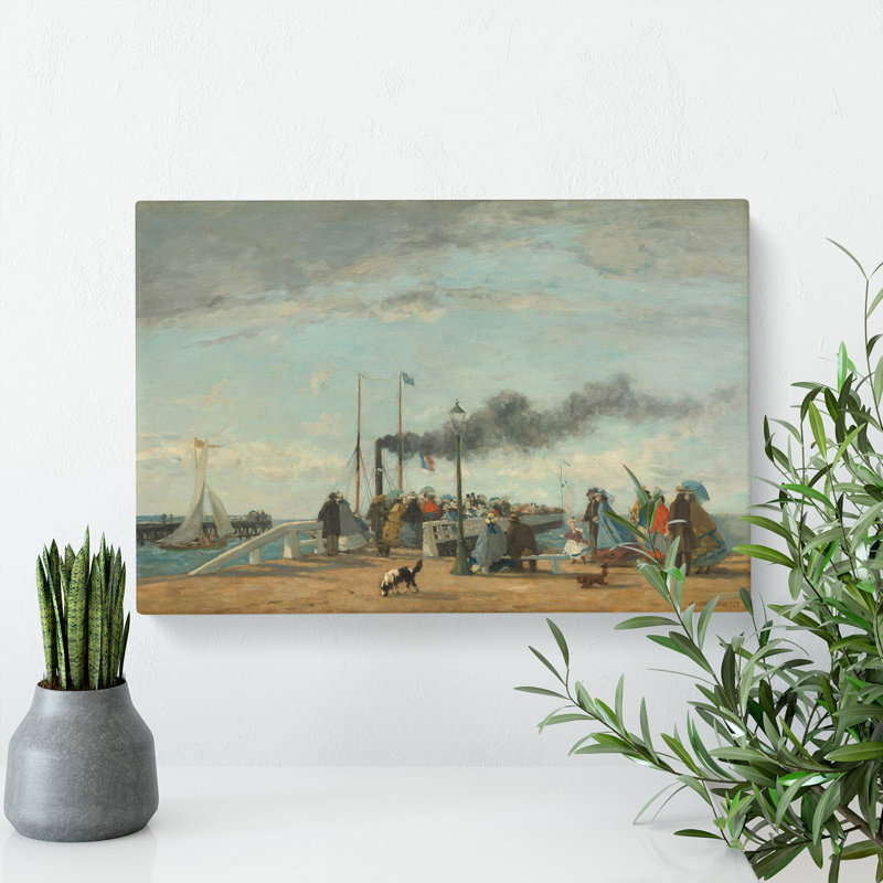 Jetty And Wharf At Trouville by Eugene Boudin - Wrapped Canvas, 40cm H x 60cm W x 3cm D