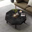 Table de salon octogonale en bois avec pieds en métal noir antique, table basse en bois rétro élégante, base-842692501