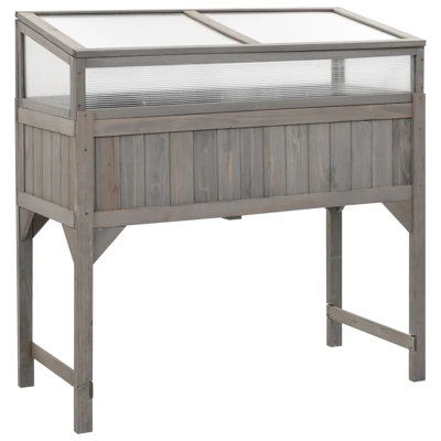 Artee Raised Bed With Greenhouse 43.3" x 21.3" x 47.2" Solid Fir Wood