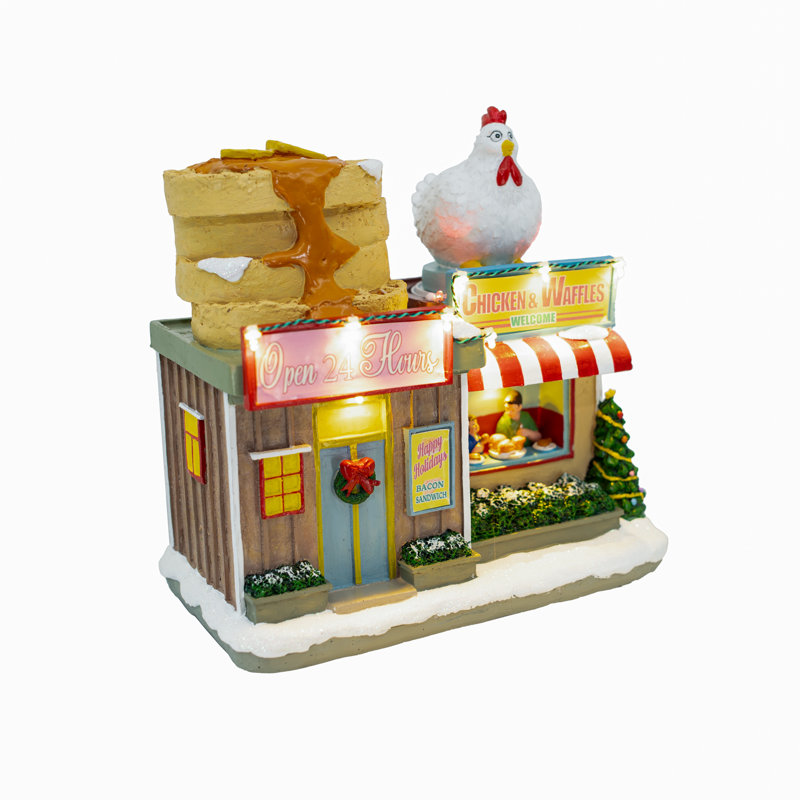Village animé à thème de poulet et gaufres