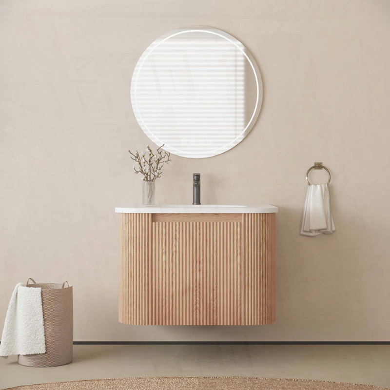 Wall Mounted Single Vanity Bathroom Vanity With Cultured Marble Top