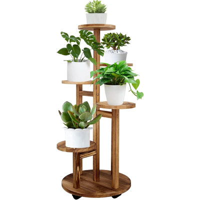 Sleek 5-tier Walnut Plant Stand