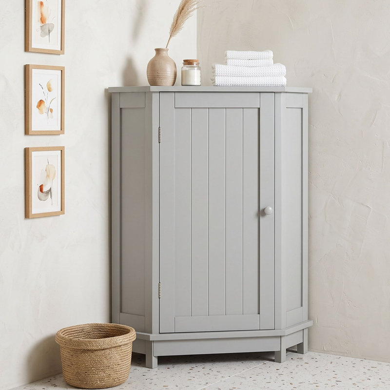 Armoire de rangement de salle de bain avec tablettes ajustables, Gris