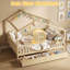 Lit double avec 2 tiroirs de rangement, cadre de lit en forme de maison pour enfants et adolescents-128515400