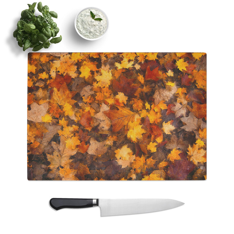 Tempered Glass Fallen Leaves Chopping Board, 20 cm x 28.5 cm