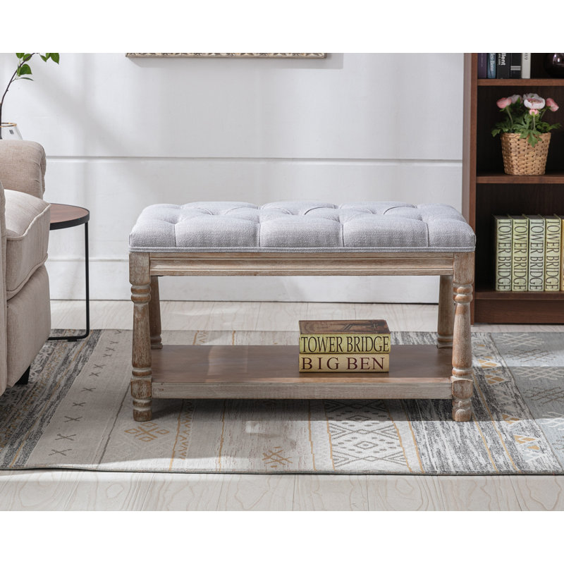 Banc de rangement rembourré Eirwyn, gris