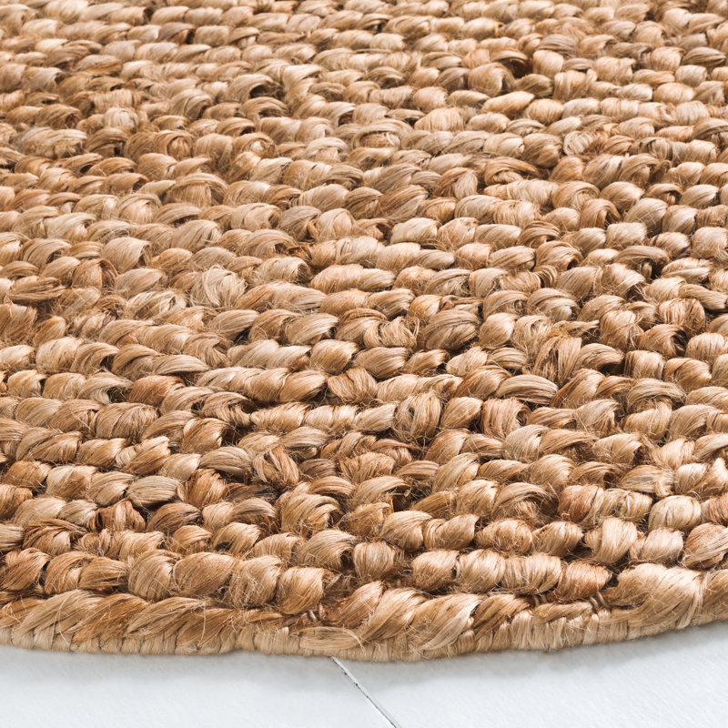 Kierstan Natural Fiber Flat Weave Jute/Cotton Solid Color Rug in Brown, Round 6'