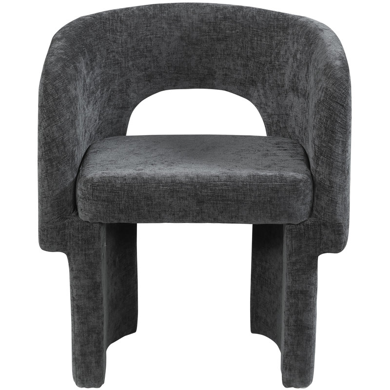 Emmet Fabric Dining Chair, Black Chenille Fabric