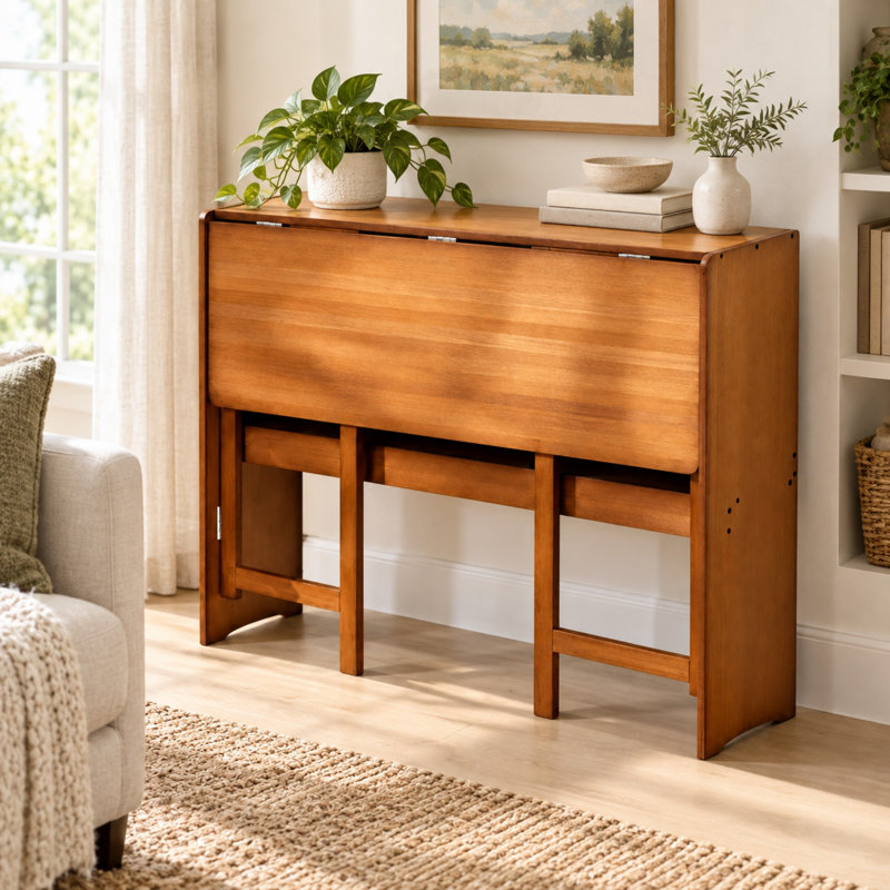 Bureau pliant en bambou de 40,2 po convenant aux petits espaces
