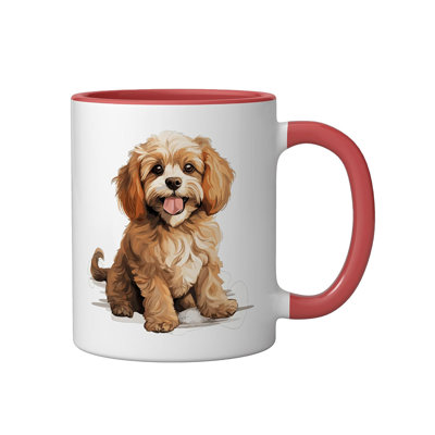 Cute Graphic Ceramic Mug, Red/White, 11oz