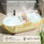 Baignoire autoportante de 59 po à surface solide, baignoire autoportante en résine d'ingénierie de luxe avec trop-plein et bonde escamotable pour salle de bain contemporaine, blanc mat