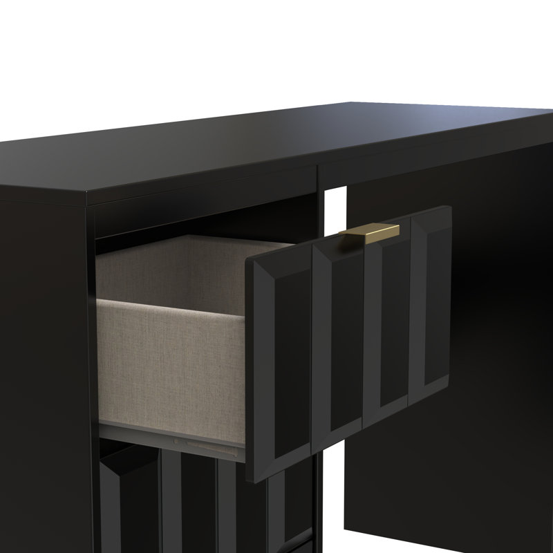 Besian 3 Drawer Desk  (Ready Assembled), Deep Black/Black