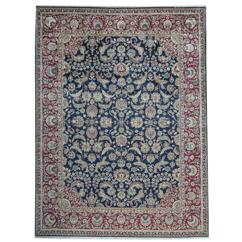 Hand-Knotted High-Quality Blue and Red Area Rug