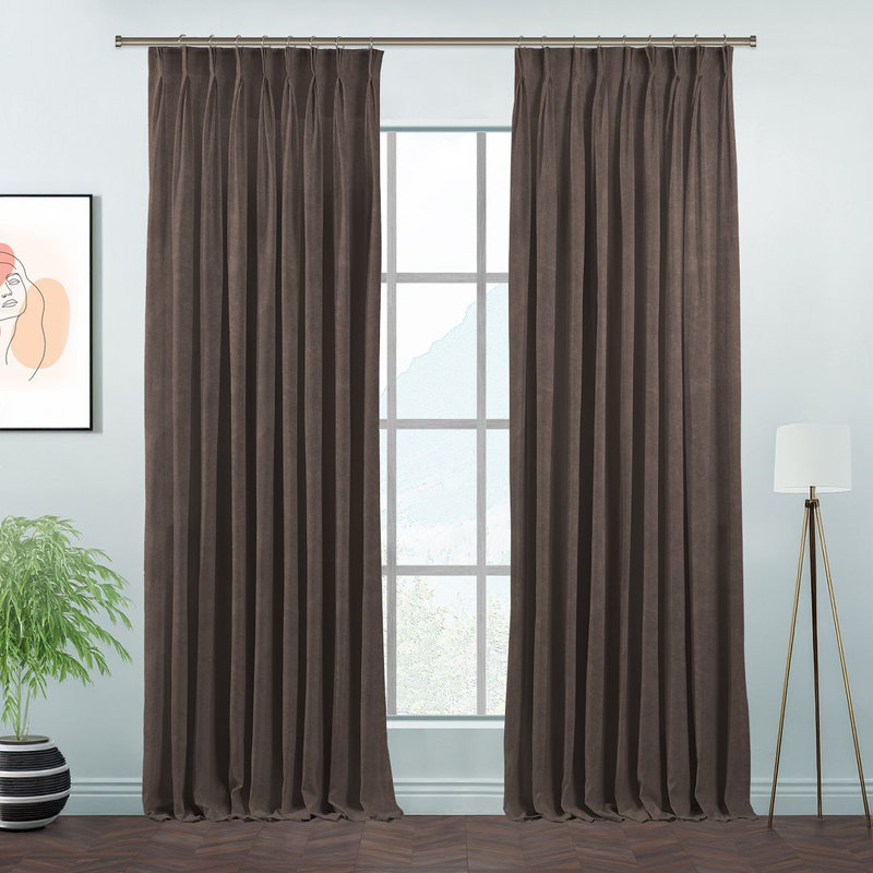 Pinch Plate Room Darkening Extra Long & Extra Wide Decorative Curtain - Single Panel_1, 190cm Width x 245cm Drop, Pale Taupe
