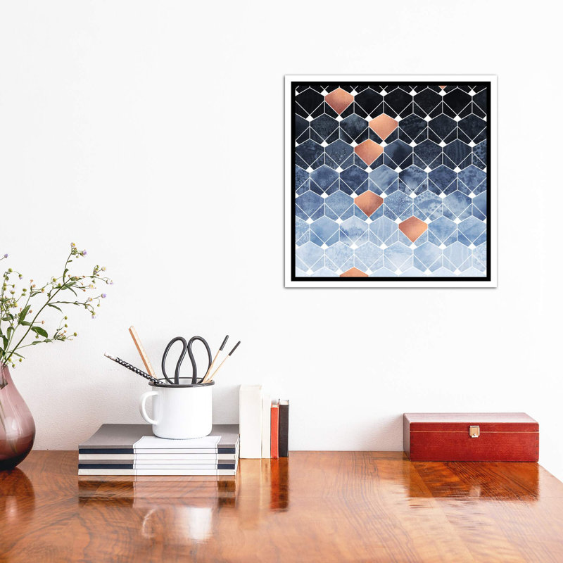 «Copper Diamonds» par Elisabeth Fredriksson - impression d'art graphique, H 37 po x l 37 po x P 1,5 po